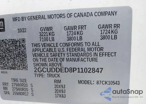 2023 Chevrolet Silverado 1500 4Wd Standard Bed Lt из США, поврежденный, VIN 2GCUDDED8P1102847